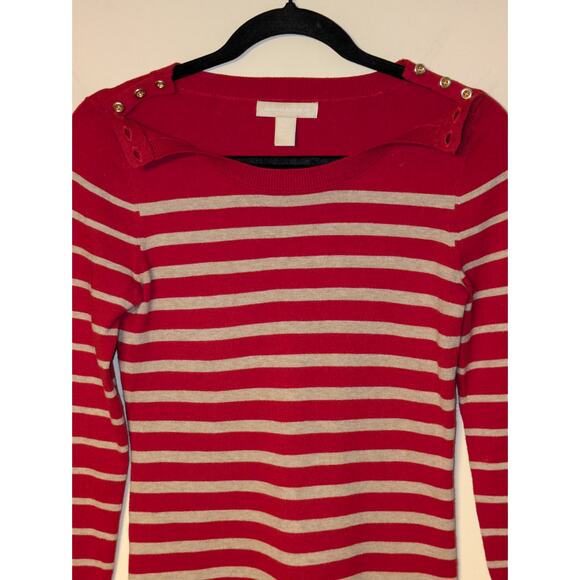 Banana Republic Women's XS Striped Pullover Button Shoulder Embellished Sweater - Picture 3 of 6